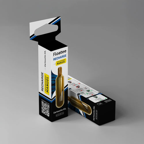 Packaging of Floatee recharge for adults' anti-drowning T-shirt with manual activation